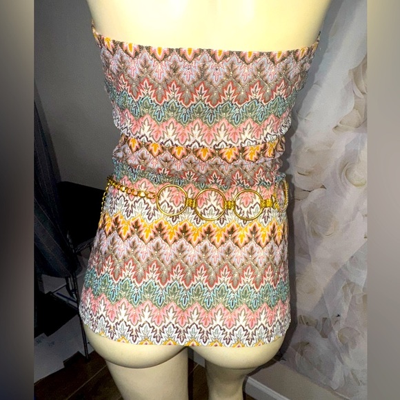 Express Womens Strapless Fitted Sparkly Multicolor Top~Side Zipper~Lined~small - Picture 4 of 16